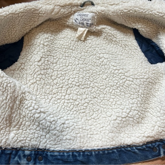 Women's Blue Denim Jacket with Sherpa Lining - Picture 14 of 15